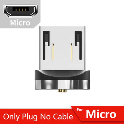 540° Rotating Magnetic Fast Charging Cable for Micro USB and Type C Devices, Compatible with Iphone and Xiaomi
